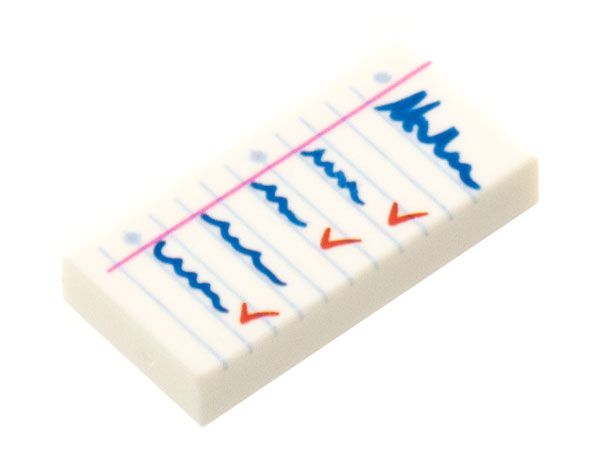 Placa Lisa 1x2 com desenho de bloco de notas e lista com seleção branca