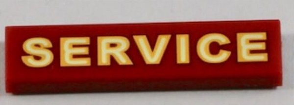 Placa Lisa 1x4 com esrita "SERVICE" Dark Red