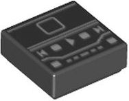 Placa Lisa 1x1 Preta com desenho de tocador de musica digital