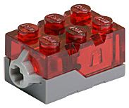 Tijolo 2x3x1 1/3 com topo translúcido-vermelho e luz LED vermelha