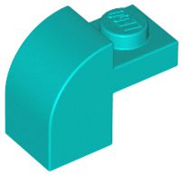 Tijolo Modificado 1x2x 1 1/3 com curvatura superior Azul Turquesa