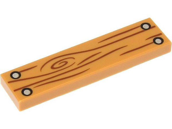 Placa Lisa 1x4 com desenho de tábua de madeira com pregos medium nougat