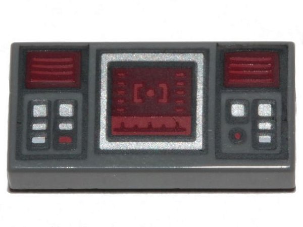 Placa Lisa 1x2 com desenho de Tela de Alvo Star Wars Cinza Escura