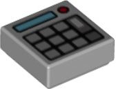 Placa lisa 1x1 cinza clara com desenho de teclado e de luz vermelha