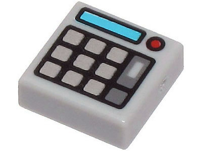 Placa Lisa 1x1 cinza clara com desenho de teclado e de luz vermelha