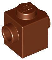 Tijolo modificado 1x1 com conector em dois lados Marrom