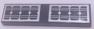 Placa Lisa 1x4 Azul Escura com desenho de Painel Solar