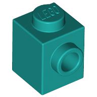 Tijolo Modificado 1x1 Com Furo Lateral Azul Turquesa