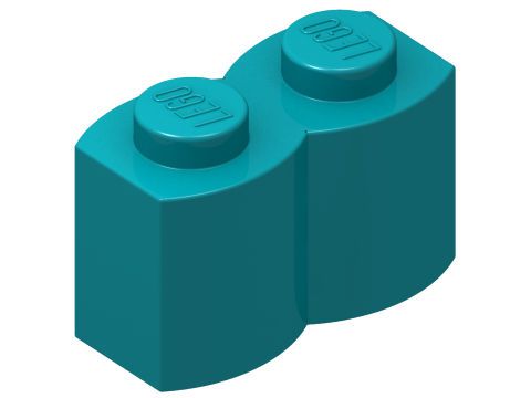 Tijolo Modificado 1x2 Azul Turquesa