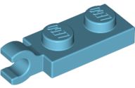 Placa 1x2 com clip horizontal na extremidade Medium Azure