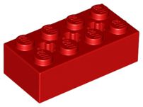 Tijolo Technic 2x4 com furos para eixos Vermelho