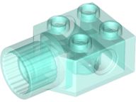 Tijolo modificado 2x2 com encaixe para eixo e joelho Translúcido Azul Claro