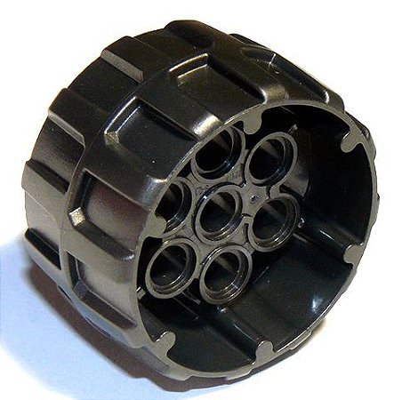 Roda de plástico rígido com 7 orifícios para pinos (37 mm D. x 22 mm) Cinza Escura Perolada