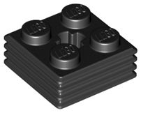 Tijolo Modificado 2x2x2/3 Estriado com Orifício de Eixo Preto