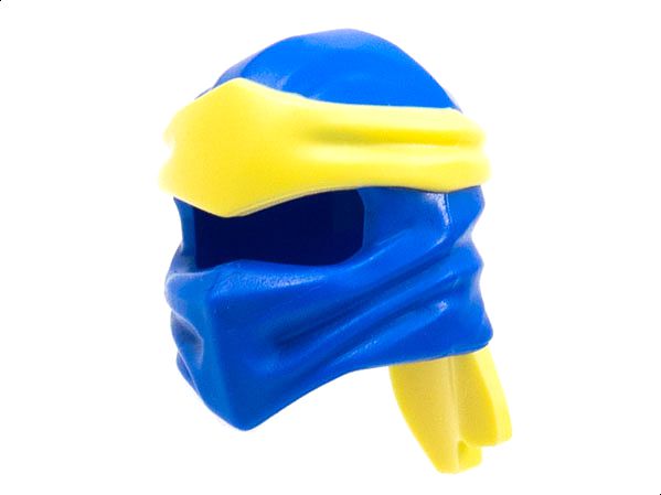 Capacete Ninjago azul envoltório tipo 4 com faixa de cabeça amarelo claro moldada