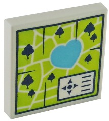 Placa Lisa 2x2 Branca com Desenho de Mapa Heartlake Park