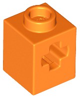 Tijolo 1x1 Technic com furo para eixo laranja