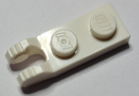 Placa com dobradiça 1x2 (7 dentes) sem ranhura inferior Branca