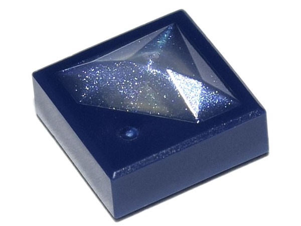 Placa Lisa Modificado Azul Escura  1x1x2/3 com desenho de Diamante Transparente acetinado em alto relevo