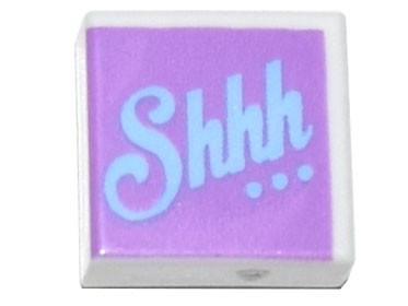 Placa Lisa 1x1 Branca com Desenho Shhh...