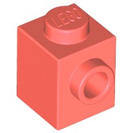 Tijolo Modificado 1x1 Com Furo Lateral Coral