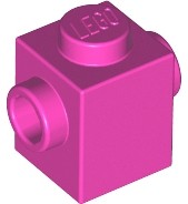 Tijolo modificado 1x1 com conector em dois lados Rosa Escuro