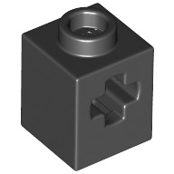Tijolo 1x1 Technic com furo para eixo Preta