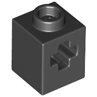 Tijolo 1x1 Technic com furo para eixo Preta