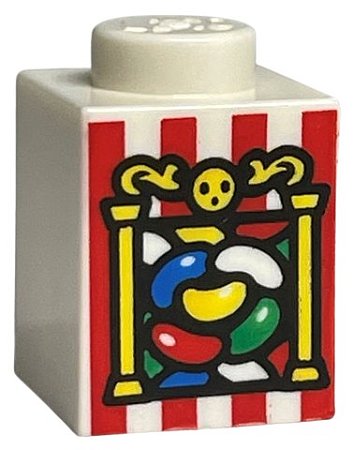 Tijolo 1x1 Branco com desenho de Jujubas