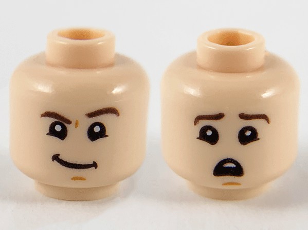 Cabeça cabeça dupla face sorriso torto com sobrancelha esquerda levantada / assustado Light Nougat - 01 peça