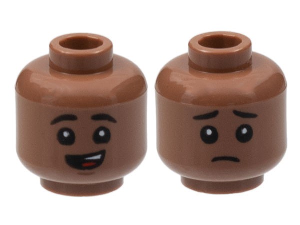 Cabeça dupla face com sorriso de boca aberta com língua / triste Medium Brown