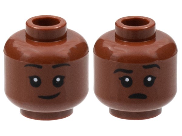 Cabeça dupla face com sorriso/sobrancelha levantada triste Marrom