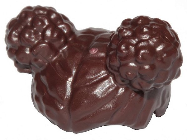 Cabelo feminino, dividido ao meio com 2 coques no topo marrom escuro