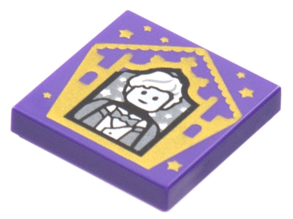 Placa Lisa 2x2 com desenho de Wizard Card de Newt Scamander