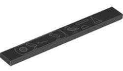 Placa Lisa 1x8 Preta com Desenhos de hieróglifos