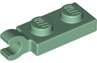 Placa 1x2 com clip horizontal na extremidade sand green