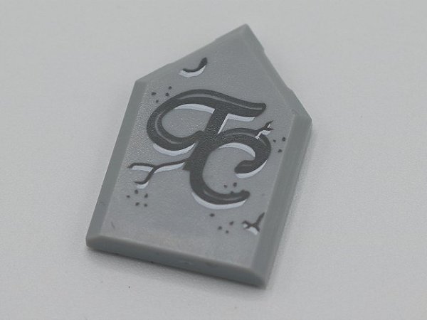 Placa modificada 2x3 Pentagonal Cinza Clara com desenho das letras "TC"