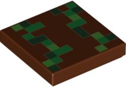 Placa Lisa 2x2 Marrom com desenho pixelado do Minecraft