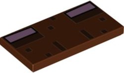 Placa Lisa 2x4 com desenho de rosto de criatura do Minecraft Marrom