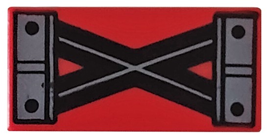 Placa Lisa 1x2 com desenho de Linhas Cruzadas Vermelha