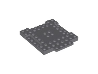 Tijolo modificado 8x8x2/3 com recortes de 1x4 e placa de 1x4 cinza escuro
