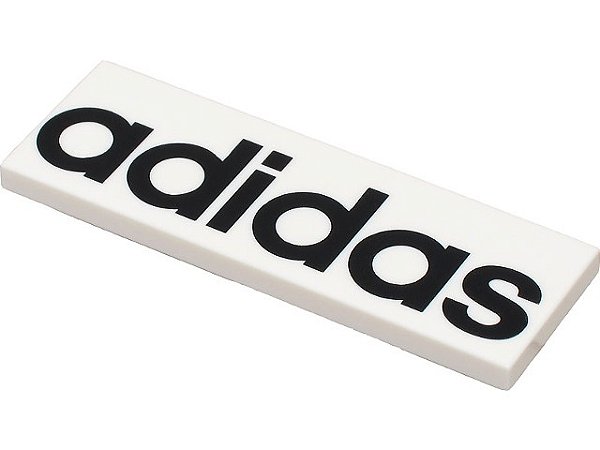Placa Lisa 2x6 com escrita "Adidas" Branca