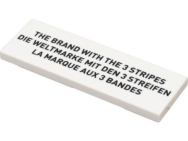Placa Lisa 2x6 com escrita 'A MARCA COM AS 3 LISTRAS' Branca