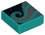 Placa Lisa 1x1 com desenho de redemoinho azul turquesa