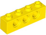 Tijolo Lego Technic  1x4 com Furos Amarelo
