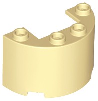Metade de cilindro 2x4x2 com recorte 1x2 Bege