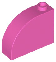 Tijolo Modificado 1x3x2 com curva no topo rosa escuro