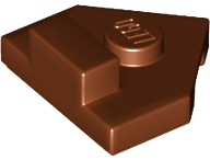 Placa em Cunha 2x2 pentagonal com pino central e 1 x 1/2 aba elevada no topo marrom