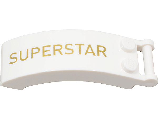 Pára-brisas 6x2x2 com alça em barra e desenho dourado 'SUPERSTAR' modelo lado direito branco