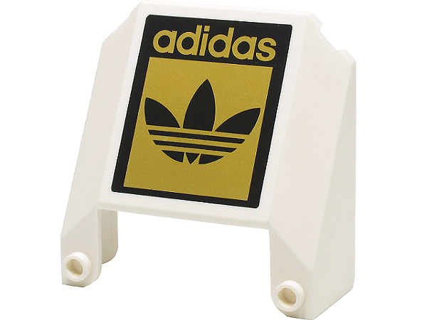 Pára-brisas 6x6x2 com 2 studs na parte superior com escrita 'adidas' branco